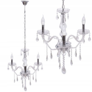 Lampa Kryształowa Wisząca Żyrandol Glamour Szkło 3
