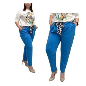 Spodnie Cygaretki Z Paskiem Plus Size Wawa Niebieskie 44/2xl