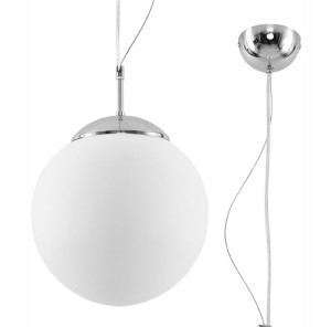 Lampa wisząca KULA biała/chrom sufitowa LED 1xE27