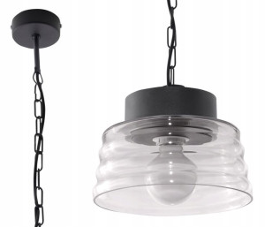 WYPRZEDAŻ Lampa Wisząca MARINA Grafit Szkło LED