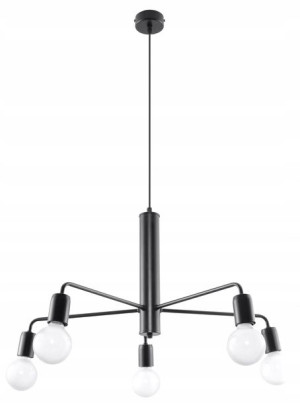 Nowy Żyrandol DUOMO 5 Czarny Zwis Metal LED SOLLUX
