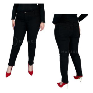 Spodnie Jeans Wysoki Stan Rurki Prosta Nogawka Czarne 50/5xl