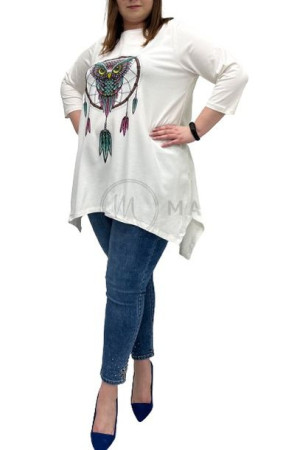 Tunika Bluzka Wzór Łapacz Snów Plus Size Wawa Biała Uni
