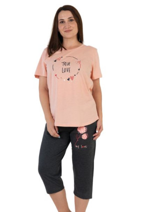 Piżama Damska Vienetta bawełniana +Size 2XL krótki