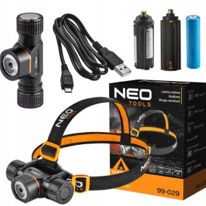 Neo Latarka Czołowa Akumulat/bateryjna Usb 2000lm