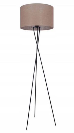 Lampa Stojąca Trójnóg W Stylu Boho = Abażur Beżowy