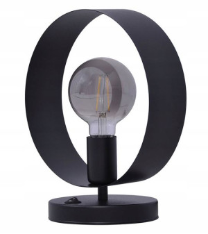 Lampa Stołowa Industrialna Metalowa Okrąg = Czarna