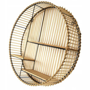 Okrągła Półka Ścienna Rattanowa Boho == Nowoczesna