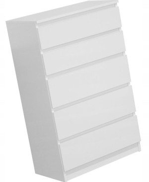Biała Komoda Z 5 Szufladami Minimalistyczna 60 Cm