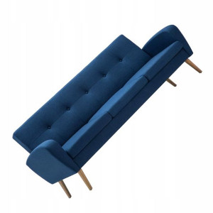 Wyprzedaż 3-osobowa Sofa Pikowana Kanapa Niebieska