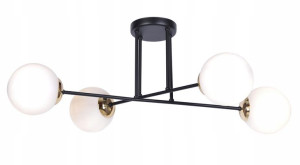 Lampa Sufitowa Nowoczesna 4 Szklane Kule == Czarna