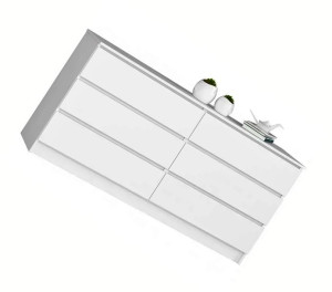 Komoda Do Salonu Szeroka 6 Szuflad Gładki Front