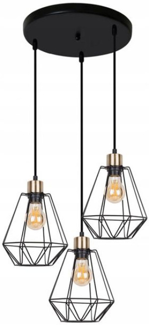 Lampa Wisząca Druciana Potrójna Na Dysku = Loftowa
