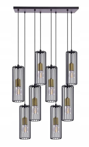 Lampa Wisząca Nad Stół Loft Druciana ==== 8 Zwisów