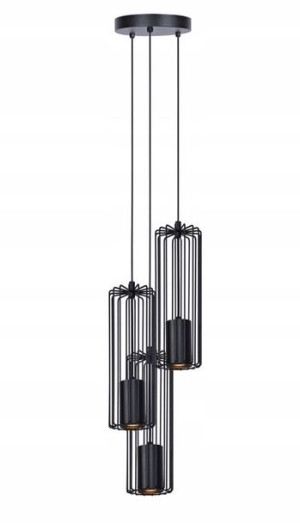 Lampa Wisząca Druciana Potrójna Tuba Industrialna