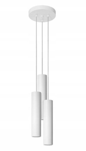 Lampa Wisząca Tuba Nad Stół Wyspę Potrójna = Biała