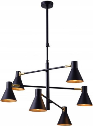 Lampa Wisząca Metalowa Żyrandol Industrialny Czerń