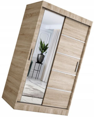 Szafa Przesuwna Z Lustrem 120x60x200 == Dąb Sonoma