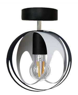 Lampa Sufitowa Loftowa Okrągła = Czarno-biała Kula