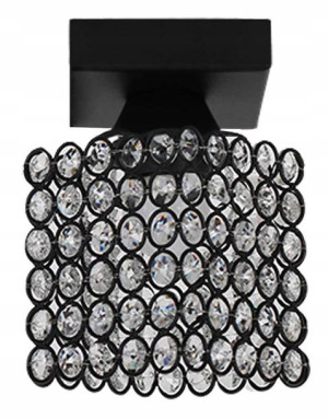 Lampa Sufitowa Glamour Z Kryształkami Plafon Czerń