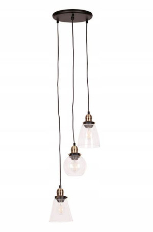 Lampa Wisząca Z Regulowanymi Zwisami Potrójna Loft