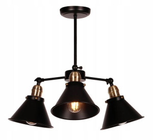Czarny Żyrandol Industrialny 3 Klosze Loft Matowy