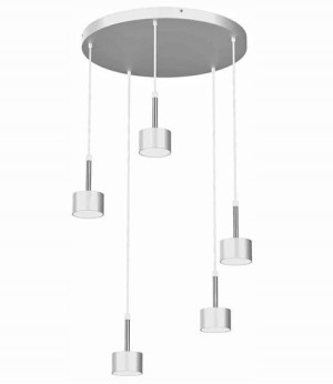 Wisząca Lampa Nad Stół Biało-srebrna Nowoczesna