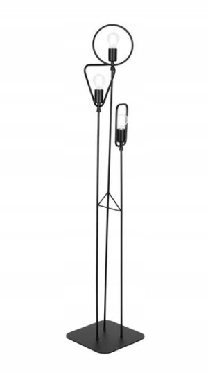 Lampa Stojąca Podłogowa Geometryczna Loftowa Czerń