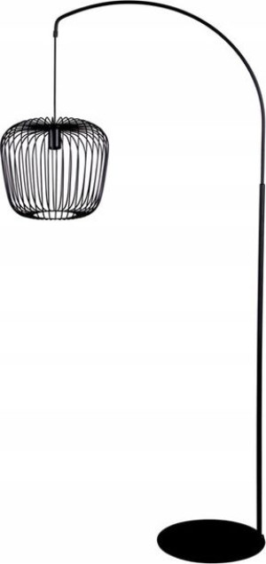 Lampa Podłogowa Loftowa Z Drucianym Kloszem Czarna