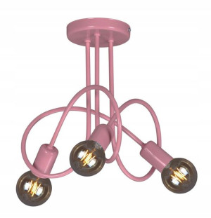 Lampa Sufitowa Młodzieżowa Różowa Odkryte Żarówki