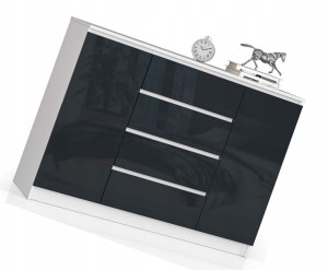 Komoda Do Salonu Połysk Grafitowy Front Szer-140cm