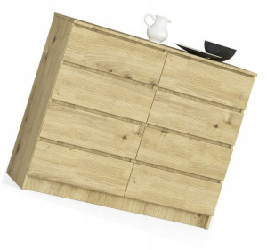 Komoda Do Salonu Dąb Artisan Mat 8 Szuflad Wysoka