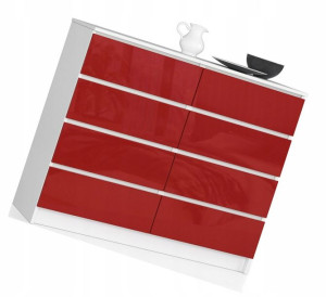 Komoda Do Salonu 8 Szuflad Czerwony Front Połysk