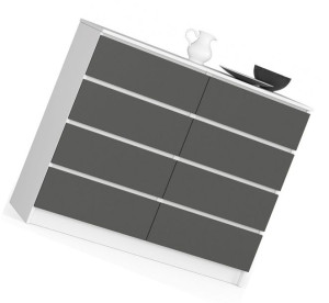 Komoda Z 8 Szufladami Nowoczesna Gładki Front Mat