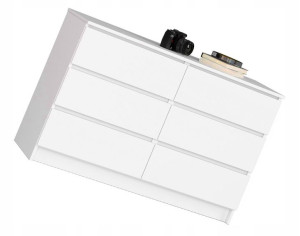 Komoda Do Salonu 6 Szuflad Biała Mat 120cm Pojemna