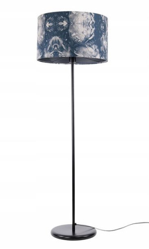 Lampa Stojąca Do Salonu Z Abażurem W Kwiaty Czarna