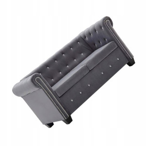Wyprzedaż Dwuosobowa Sofa Styl Chesterfield Szara