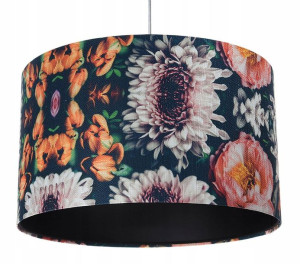 Nowoczesna Lampa Wisząca W Kwiaty Duży Abażur 50cm