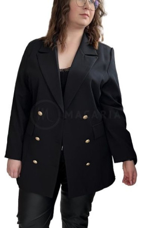 Elegancka Marynarka Dwurzędowa Wawa Czarna 44/2xl