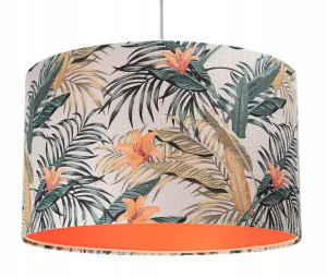 Lampa Wisząca W Kwiaty Z Okrągłym Abażurem = Walec