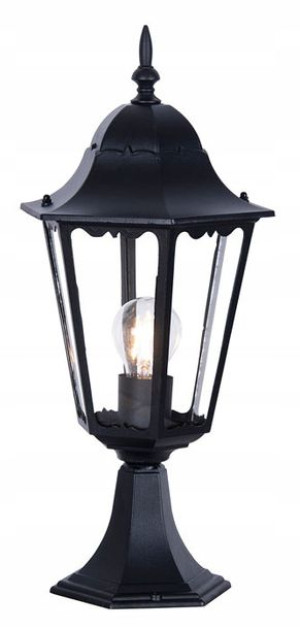 Czarna Lampa Ogrodowa Niska Retro == Szklany Klosz