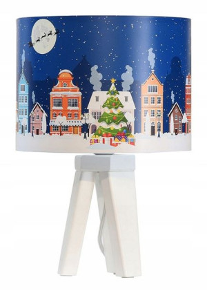 Lampa Stołowa Świąteczna Z Abażurem === Drewniana