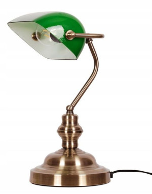 Lampa Na Biurko Bankierska Zielona W Stylu Vintage