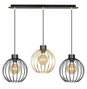 Lampa Wisząca Potrójna Metalowa Druciana = Loftowa