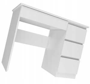 Biurko Białe Minimalistyczne Z 4 Szufladami = Loft