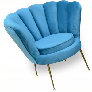 Fotel Muszelka Pikowany Tapicerowany Styl Glamour