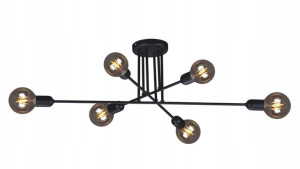 Czarna Lampa Sufitowa Loftowa = Do Salonu Sypialni