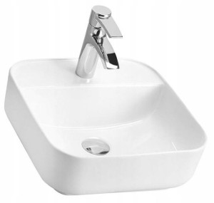 Umywalka Nablatowa Kwadratowa Ceramiczna === Biała