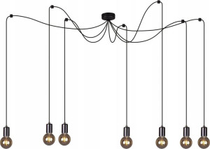 Lampa Wisząca Pająk Industrialna Czarna = 7 Zwisów