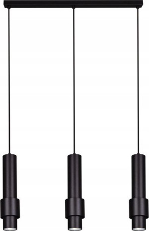 Lampa Wisząca Potrójna Nad Stół Wyspę Tuba Czarna